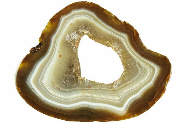 Polished Black River Agate Slice With Quartz Pocket - Argentina #209643